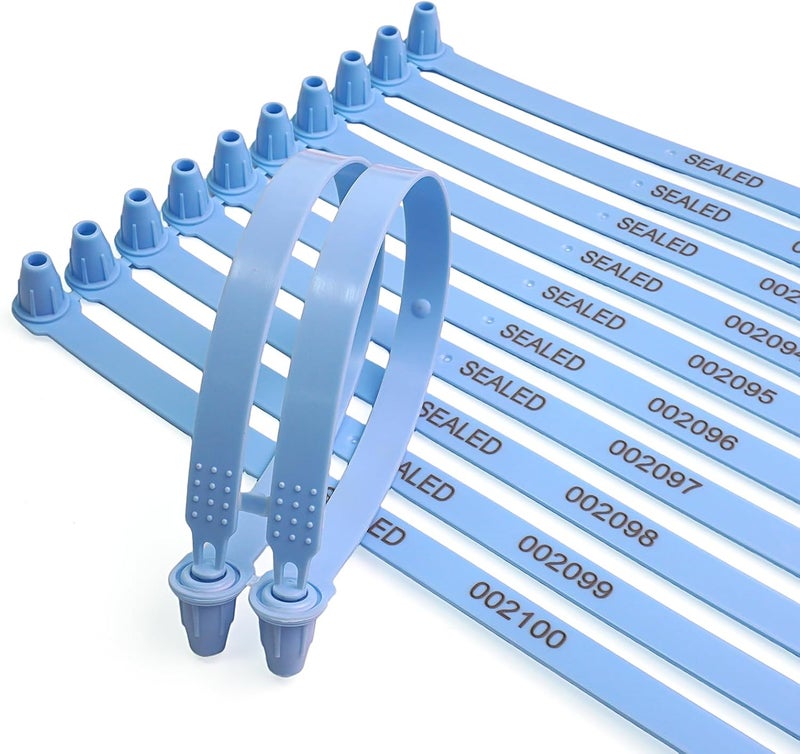 Kocents 100PCS Plastic Truck Seals,Tamper Evident,Each Seal is Numbered Sequentially,Use for Logistics Truck,Trailer, Container Disposable Plastic Seal, Plug-in Type (Blue) - Image 1